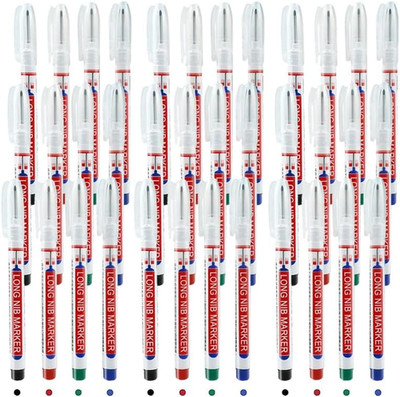 24Pc Deep Hole Pens - 20Mm Long Head Markers for Architects & Carpenters, 4 Colo