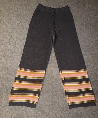 NATURAL LIFE Lounge and Go Charcoal Gray striped wide leg pants size-L
