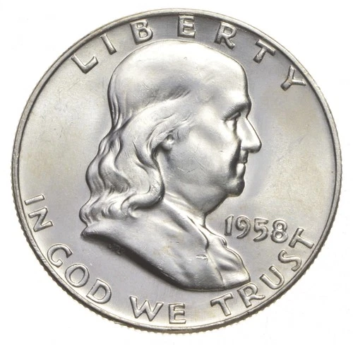 Choice Unc 1958 D Franklin Half Dollar Gem BU From Original Roll *4015