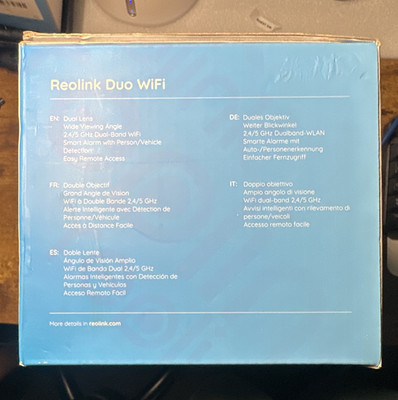 Reolink Duo WiFi 4MP Dual Lens IP Camera Dual-Band Wi-Fi Person/Vehicle