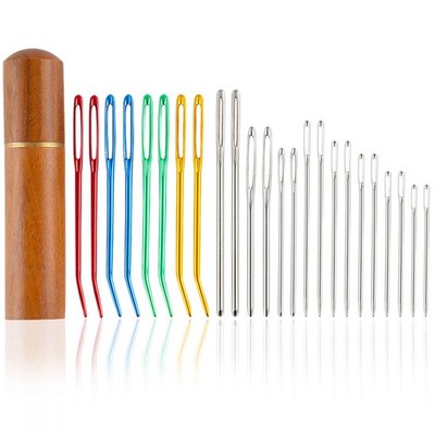 24 Pcs Large Eye Sewing Needles Kit Colorful Knitting Yarn Needles Set