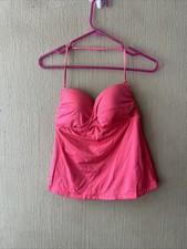 Tankini Swimming Top Sz M Mossimo pink halter polka dot twist front convertible