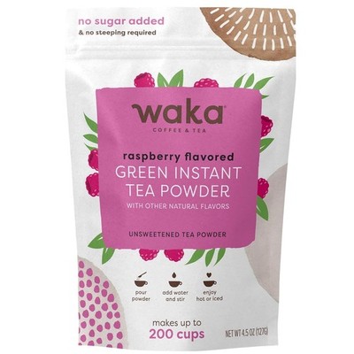 Waka Instant Green Tea Mix, Raspberry Flavored - 100% Tea Leaves, No Additives
