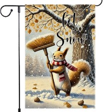 Let It Snow Garden Flag 12x18inch The Nut Squirrel winter Garden Flags Yard P...