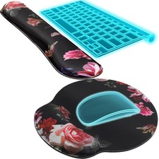 Ergonomic Keyboard Wrist Rest And Mouse Pad With Wrist Rest Set Pale Pink Peony