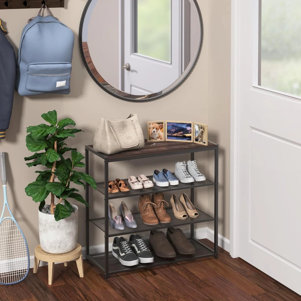 Zapatero Closetmaid 4 Niveles, Organizador de Almacenamiento, con Estante Superior de Madera, 3 Meses Metálicos Foto 2 de 4