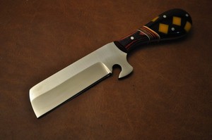 Custom Handemade Stainless Steel Bullcutter Knife Resin Handle With Cover 246