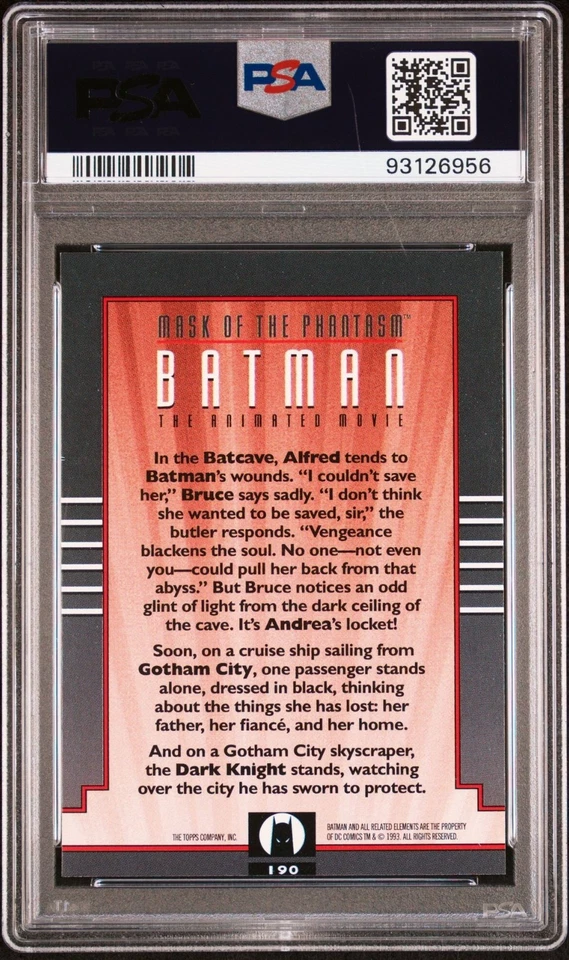 1993 Topps Batman: The Animated Series - #190 Batman / Mask Phantasm PSA 10 GEM - Image 3 of 4