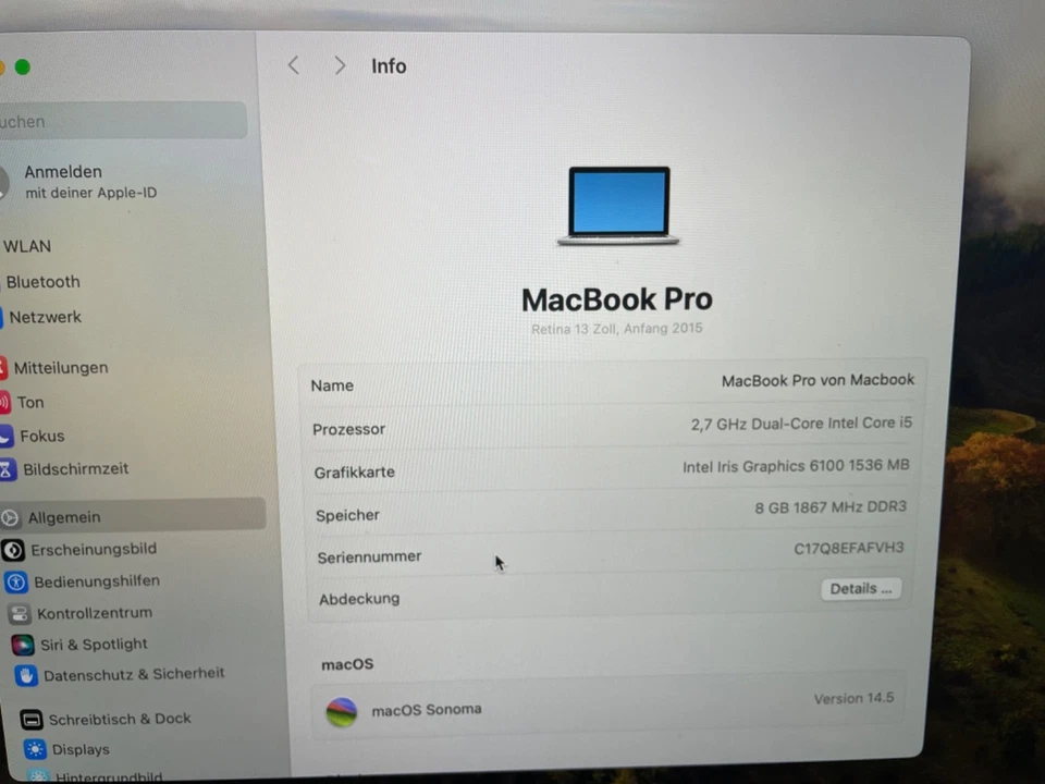 Apple MacBook Pro Retina A1502 13,3 Zoll (256GB SSD, Intel Core i5 ) - Bild 4 von 4