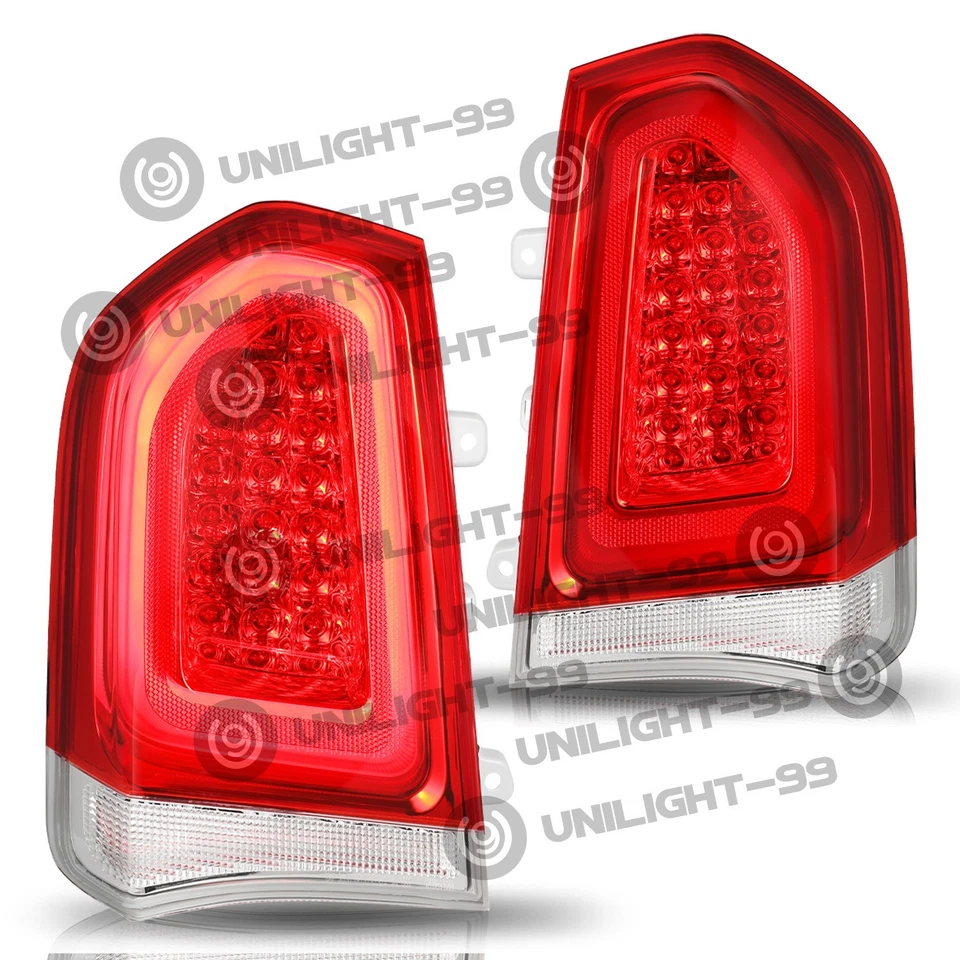 Par de luces traseras LED completas para Chrysler 300 2015-2023 cromo moldura lámpara de freno L+R Foto 2 de 4