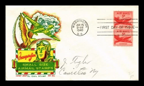 US COVER AIR MAIL 5C COIL FIRST DAY ISSUE SCOTT C37 KEN BOLL CACHET CRAFT