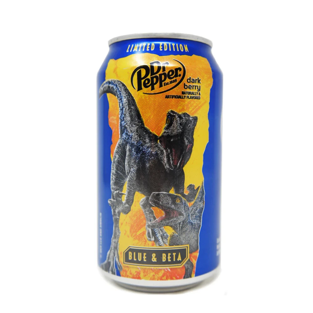 Jurassic World Dr Pepper DARK BERRY 12oz can LIMTD Ed, exp 02/13