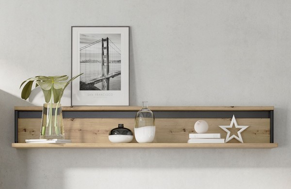 Wandregal Wandboard HäNgeregal 155Cm Eiche Artisan Schwarz 76602167-image