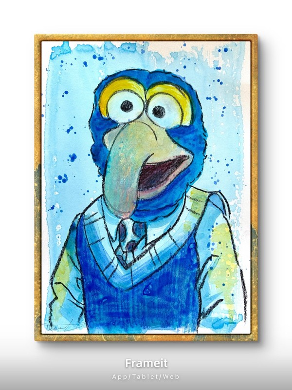 Original Gonzo 2 Painting By Alannah Dyer- Acrylic 9x12 in. Muppets Blue Alien