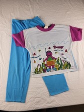 Vintage 1992 Barney The Dinosaur Pajama Set Size 7 Lyons Group Scuba Made in USA