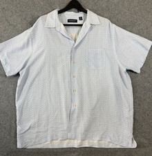 Roundtree  Yorke Shirt Mens 2XL White Blue Geometric Short Sleeve Button-Up