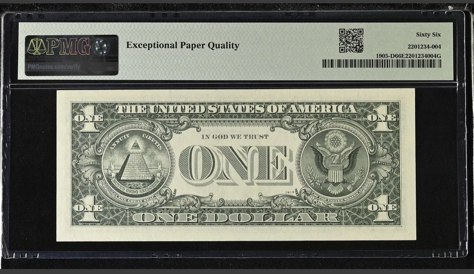 1969B $1 FRN PMG 66 EPQ ⭐ Radar Serial D19700791A ⭐ Birth Year 1970 GEM Fancy - Image 2 of 3