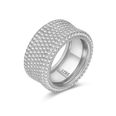 Dazzling  Moissanite Eternity Wide Band Ring 925 Silver Size 7-12 WG
