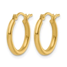 10K Polished Hinged Hoop Earrings 10LE112
