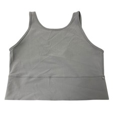 Lululemon Tank Top Womens 10 Adult Grey Ribbed V-Neck Cropped Active Workout Gym