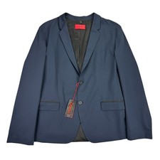 Hugo Boss Mens Slim Fit Performance Zip-Pocket Suit Jacket Navy Blue 44R