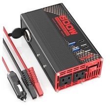 DC 12V to 110V 120V AC Car Inverter with 2 Outlets, 12V 600W