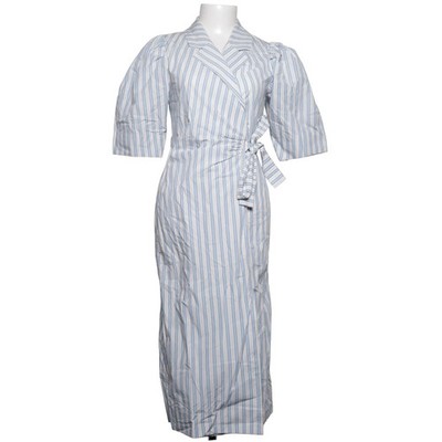 Ganni, Blusenkleid, Größe: 34, Blau/Weiß, Bio-Baumwolle, Streifen, Damen #qEp