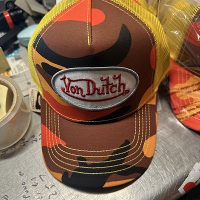 Von Dutch Camou Orange Adjustable snap Trucker Hat - New With Tag 
