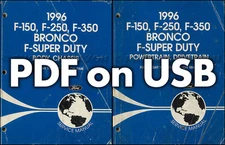 1996 Ford Truck Shop Manual USB F150 F250 F350 Pickup Super Duty Bronco Service