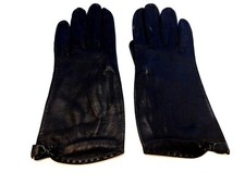 DESIGNER LADIES BLACK LEATHER GLOVES UNLINED GLOVES SIZE 6