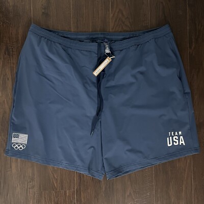 Skims Olympic Capsule Men s Swim Trunk Team USA Logo Blue Zip Pocket Size 3X