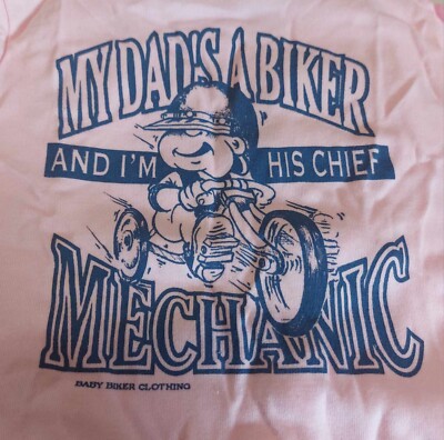 Mein Vater ist ein Biker Ich bin sein Chef Mechaniker Baby Biker Strampler rosa Ausverkauf
