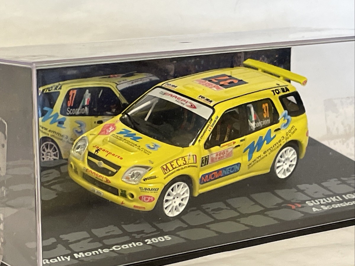 Miniature Voiture Suzuki Ignis S1600 Rallye Monte Carlo 2005 Jaune - échelle 1/43 - Zamac - Occasion état Neuf Avec Emballage