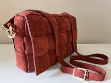 Viola Castellani Bruciato Milano Crossbody Woven Suede Bag Sz Medium In Cinnamon