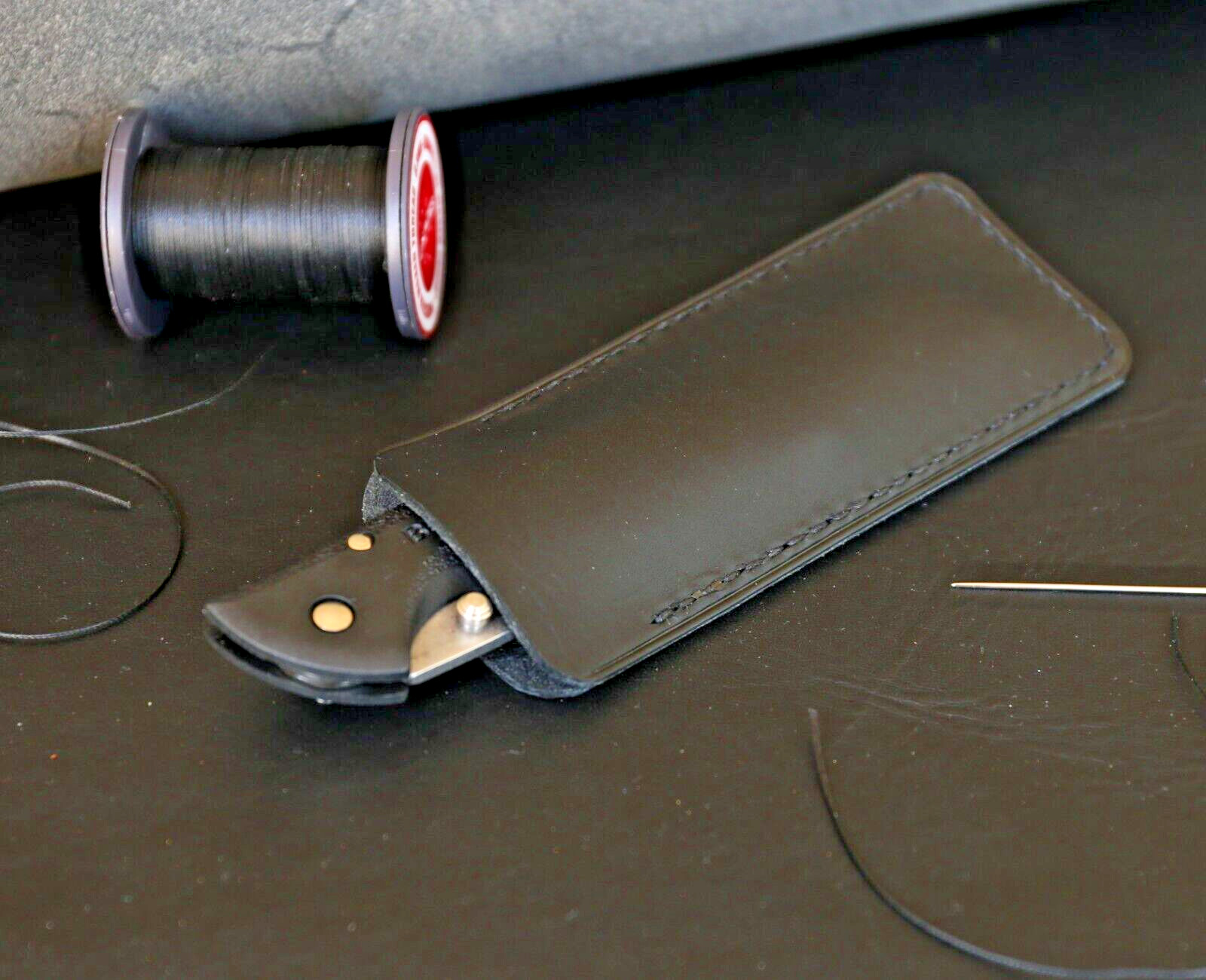 Leather Folding Blade Knife Sheath, Black Leather Knife Sheath, EDC Tools Pocket