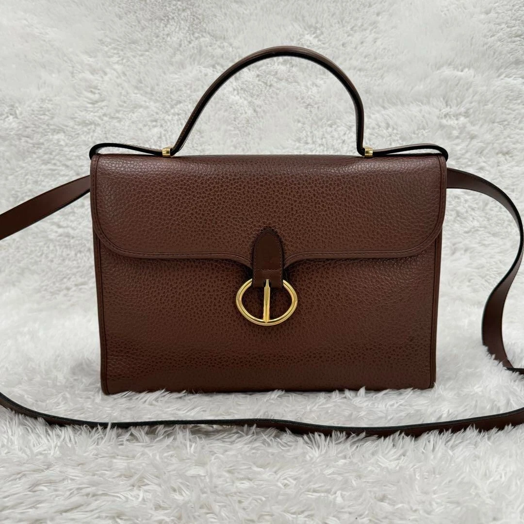 CHRISTIAN DIOR 2 voies sac à main bandoulière cuir marron rare vintage authentique 202501M