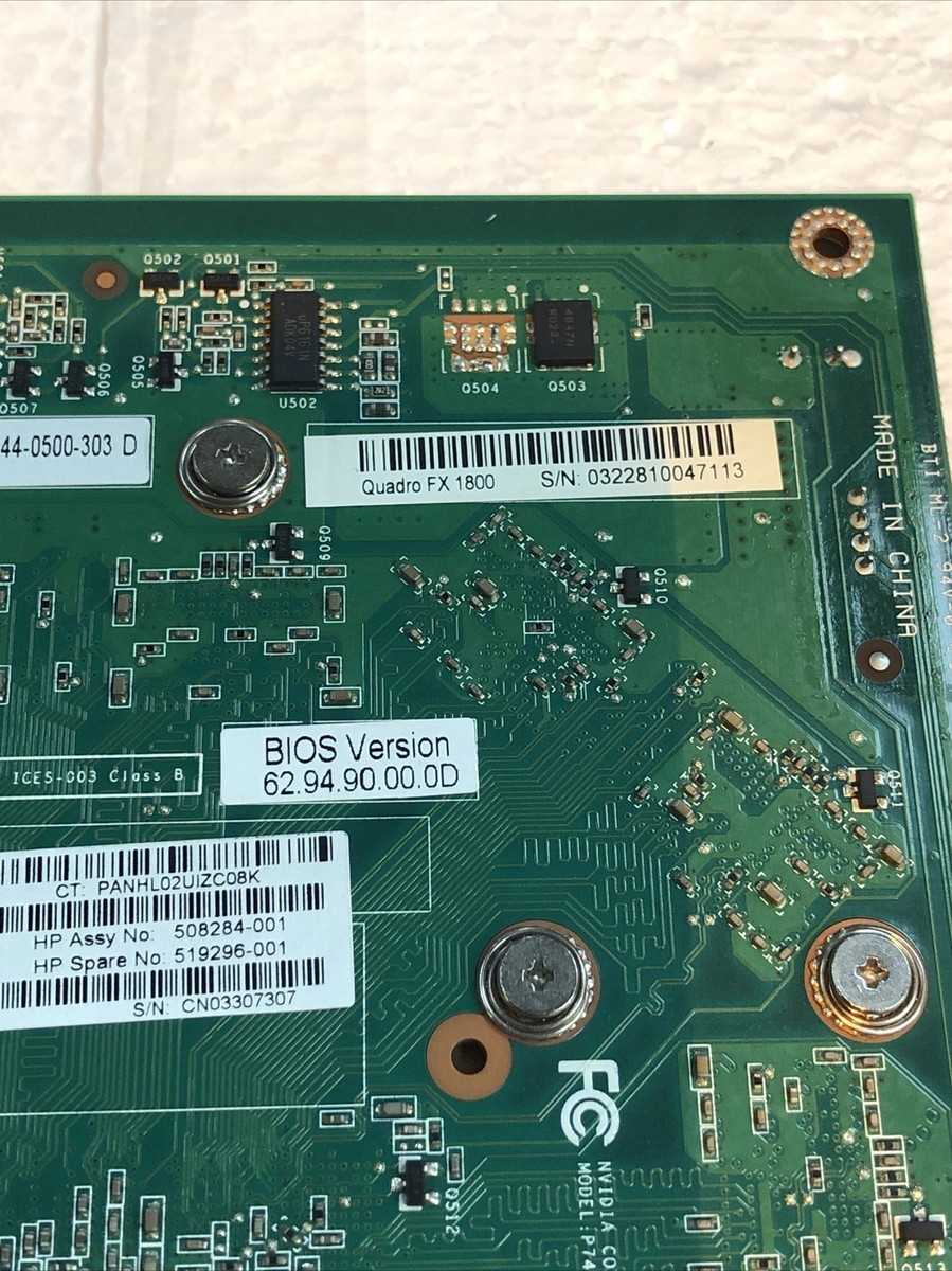 HP NVIDIA QUADRO FX 1800 Graphics Card 768mb 64 Cuda Cores 508284-001 for sale o