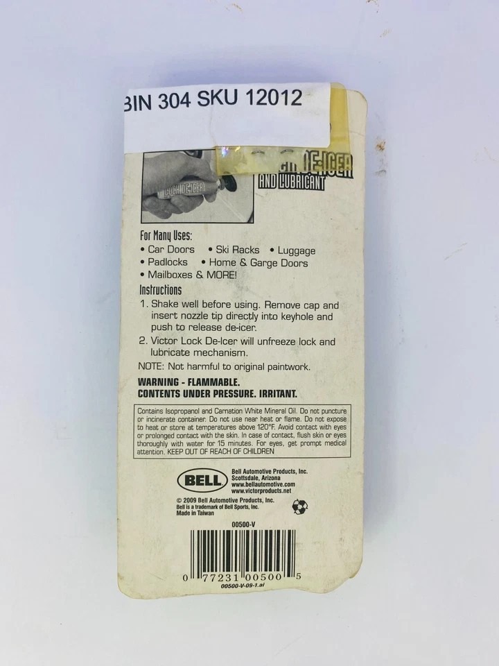 Descongelador y lubricante de bloqueo automotriz Bell descongela bloqueo congelado 00500-V nuevo de stock Foto 2 de 3