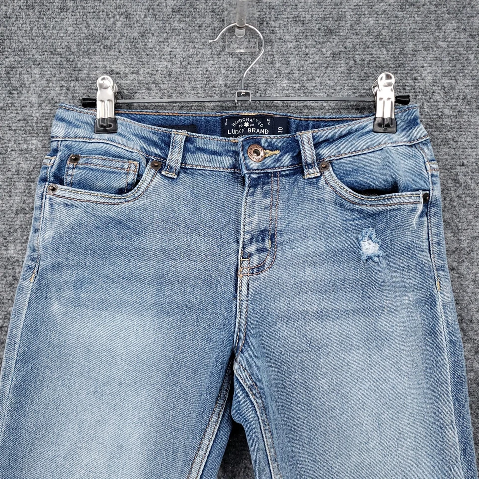 Lucky Brand Jeans Girls 10 Dylan Boyfriend Light Wash Zip Fly Blue Elastic Waist - Image 3 of 4