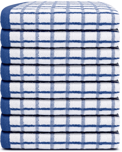 Premium Dish Towels for Kitchen with Hanging Loop 8 Pack Heavy Duty 16x26in Blue - Picture 2 of 9