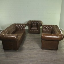 23904 Chesterfield Couchgarnitur Cognac 3-2-1 Leder
