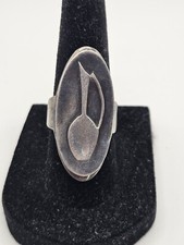 Vintage Artisan Sterling Silver Vase Ring Adjustable Made In Israel