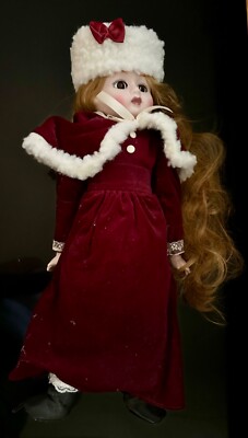 Vintage 1984 Schmid Musical Doll  Lara s Theme  Burgundy Velvet 