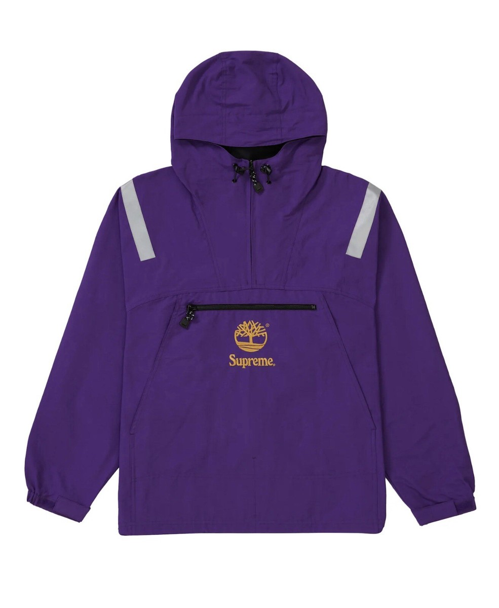 SUPREME X TIMBERLAND MENS SIZE XL REFLECTIVE TAPING ANORAK PURPLE