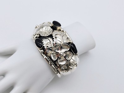 TAXCO MEXICO SIGNIERTES PLATERIA DANIELA BLUMEN & ONYX 950 STERLINGSILBER ARMBAND