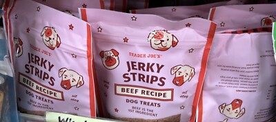 5 Packs Trader Joe's Beef Recipe Jerky Strips Dog Treats  