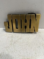 - Vintage 1980 s Brass Colored Belt Buckle John Name