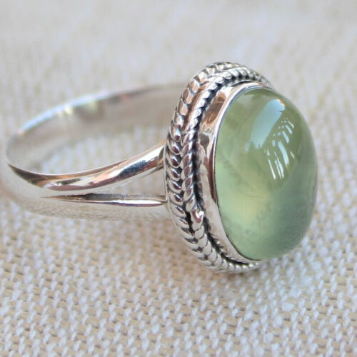Prehnite Sterling Silver Rings, Stone of prophecy, Gift for her, - Picture 1 of 14