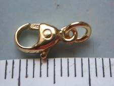 Karabiner Verschluß 9 mm Gold 585, ein Karabinerhaken 9 mm mit Ring Gold 585 