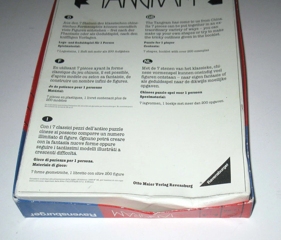 Tangram 1987 Game Complete with Booklet  Original China Puzzle by Ravensburger - Image 4 of 4
